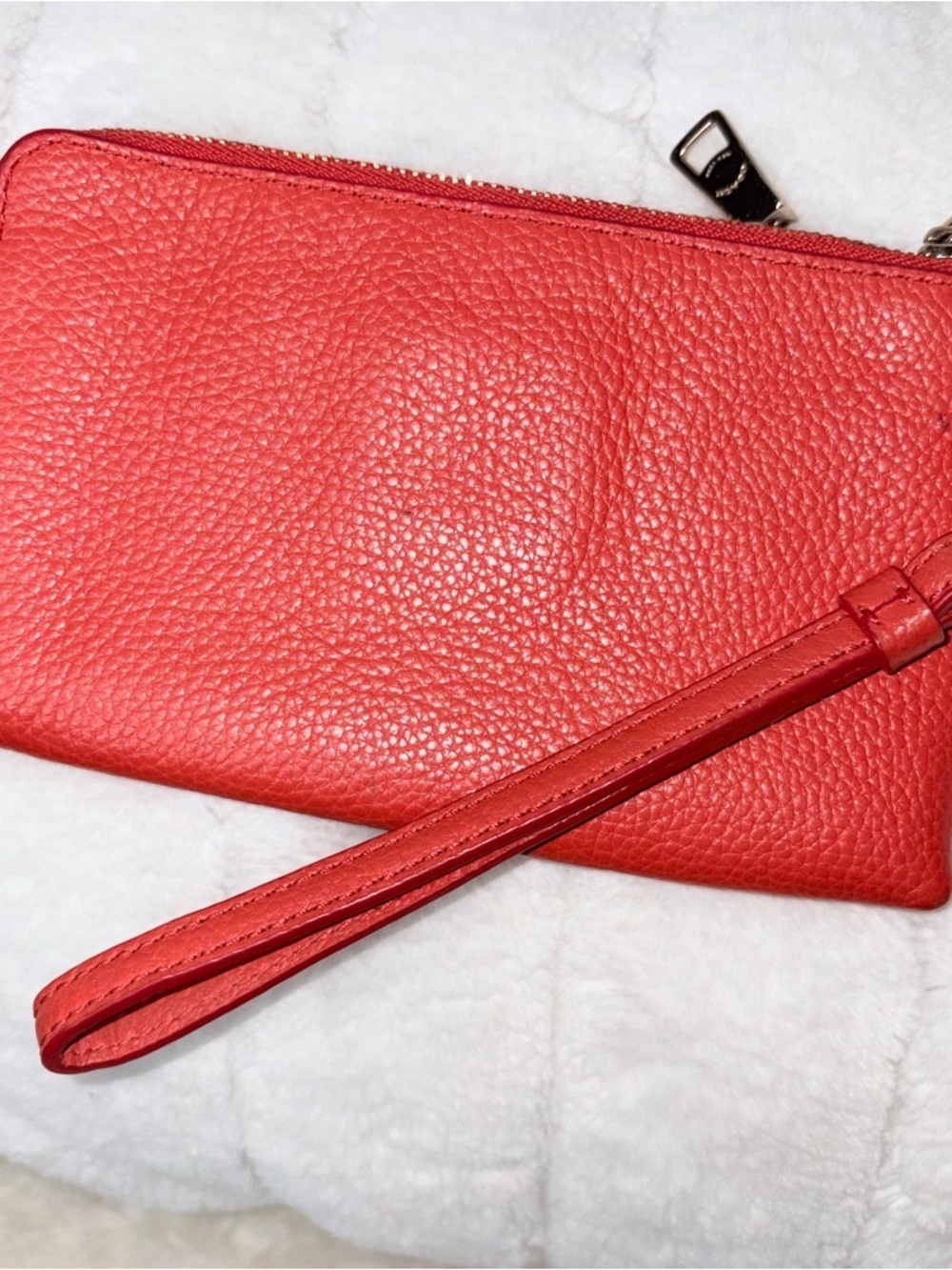Coach orange Pebbled Leather Wristlet Clutch - Picture 2 of 6